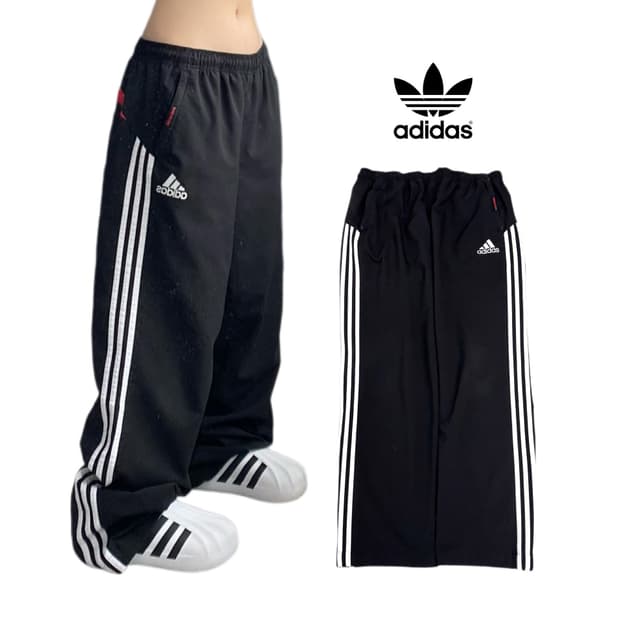 아디다스 00s 삼선 올드스쿨 와이드 바람막이 트랙팬츠