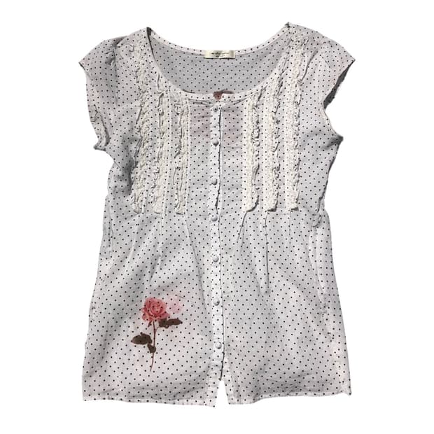 Rose dot ruffle top