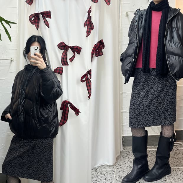 glossy black puffer jacket