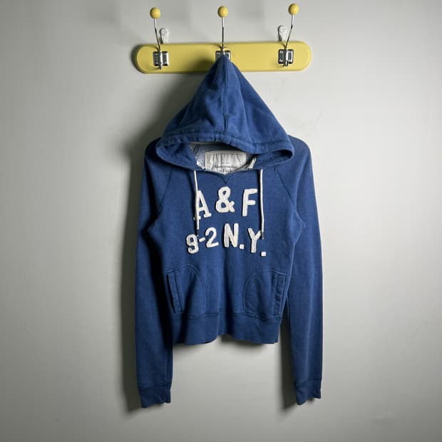 아베크롬비 빈티지 블루 센터 로고 후드티 S