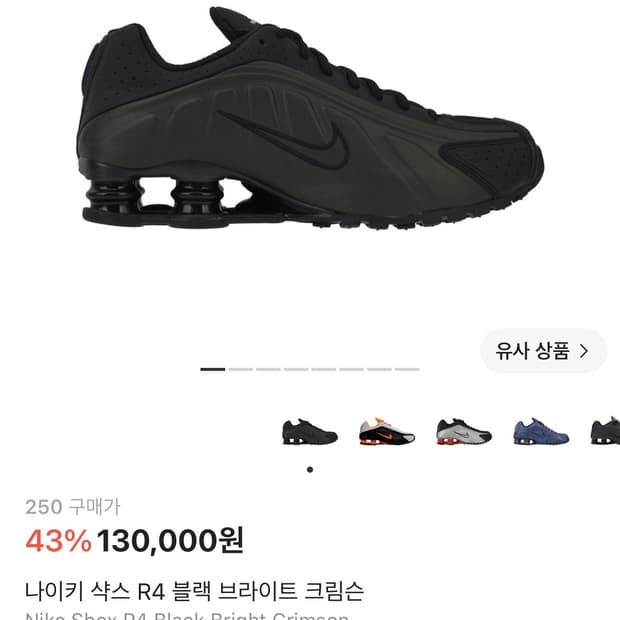 나이키 샥스 R4 블랙 브라이트 크림슨