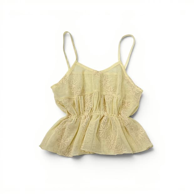 Flower Mesh Lemon Sleeveless Top