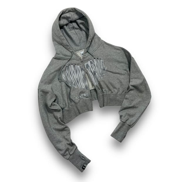 러브이즈트루 VL 크롭 실버 로고 투웨이 후디 집업