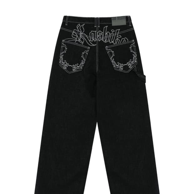 카시코 엠브로이드 논페이드 데님 팬츠 블랙 s