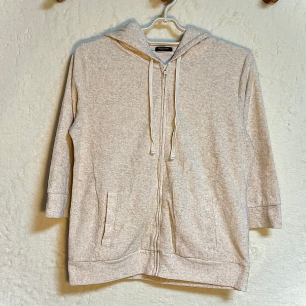 빈티지 아이보리 후드 집업 아우터