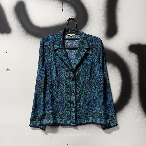 VTG 빈티지 페이즐리 패턴 블루 셔츠 자켓