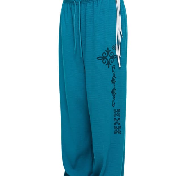 투머치택스 LEO WAFFLE PANTS (TEAL)