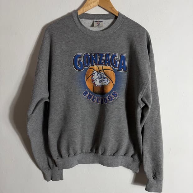 90s 빈티지 곤자가 불독스 맨투맨 그레이(L)