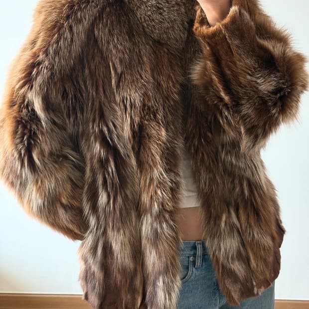 사가폭스 브라운믹스 퍼자켓 