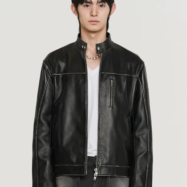 도프제이슨 프리미엄 카우하이드 워싱 바이커 자켓 BLACK