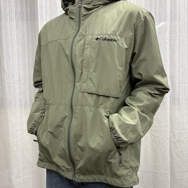 고프코어 컬럼비아 올리브 카키 윈드 바람막이 자켓