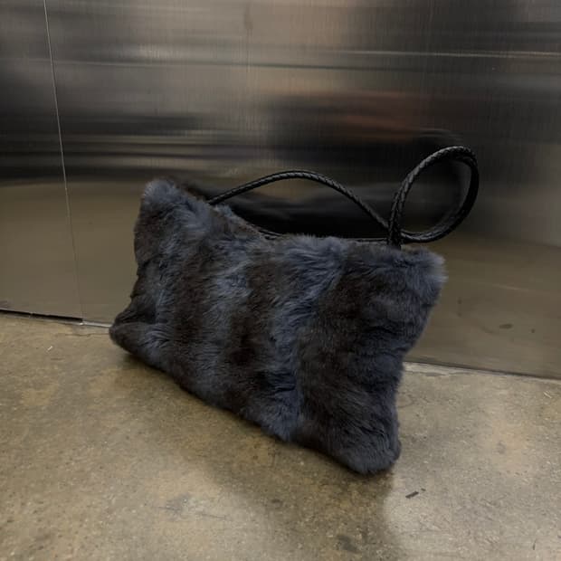 Blue fur shoulder bag