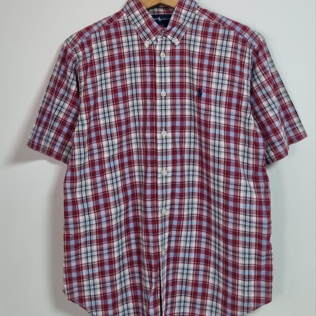 실측 S (55) 폴로랄프로렌 체크 반팔셔츠