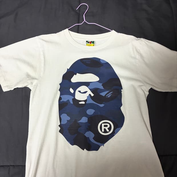 급처)s 베이프 카모 빅 에이프 헤드 반팔 티셔츠 bape 청계 네이비