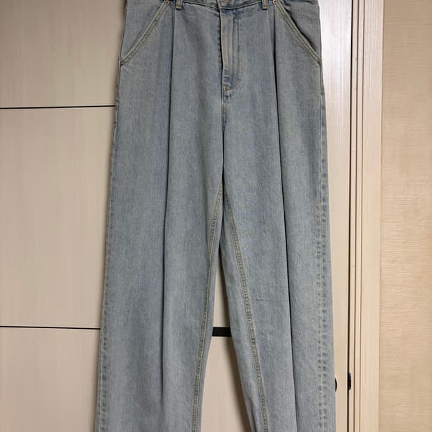 (리퍼브)유스 스트럭처 와이드 데님팬츠 라이트블루 M사이즈 판매