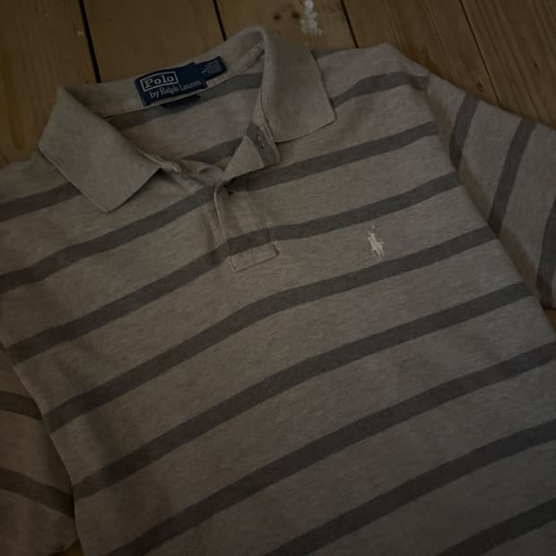 [L] Polo Ralph Lauren 스트라이프 피케 셔츠 그레이