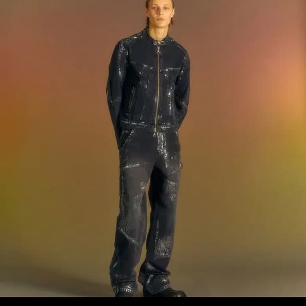 앤더슨벨 왁스 코티드 데님 셋업