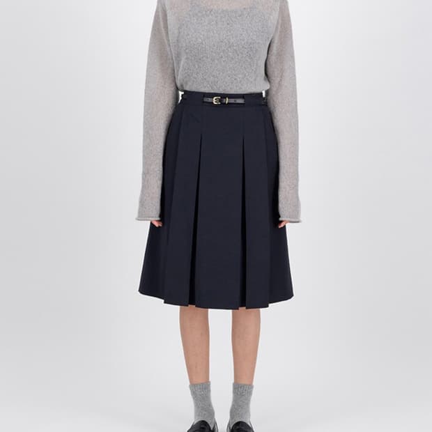 모이아 moia neat pleats skirt, M, navy