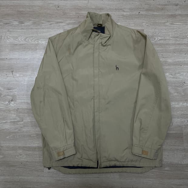 헤지스 자수로고 스탠드넥 바람막이 집업자켓 [베이지] M/95