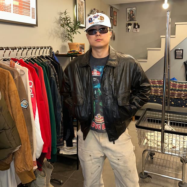 90’s Play Boy genuine leather bomber JK