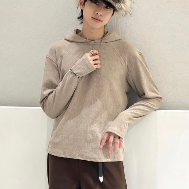 구매글 [기철] Frame slub knit hoodie (beige)