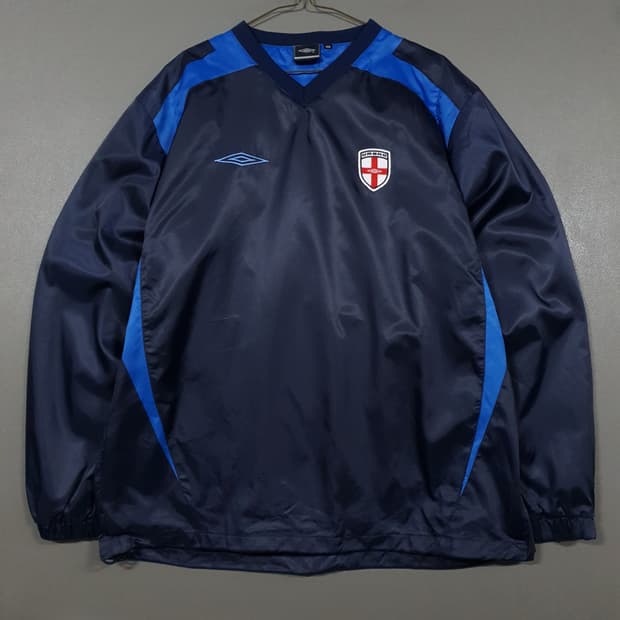 110 (2XL) 엄브로 잉글랜드 올드스쿨 우븐 웜업 바람막이 축구
