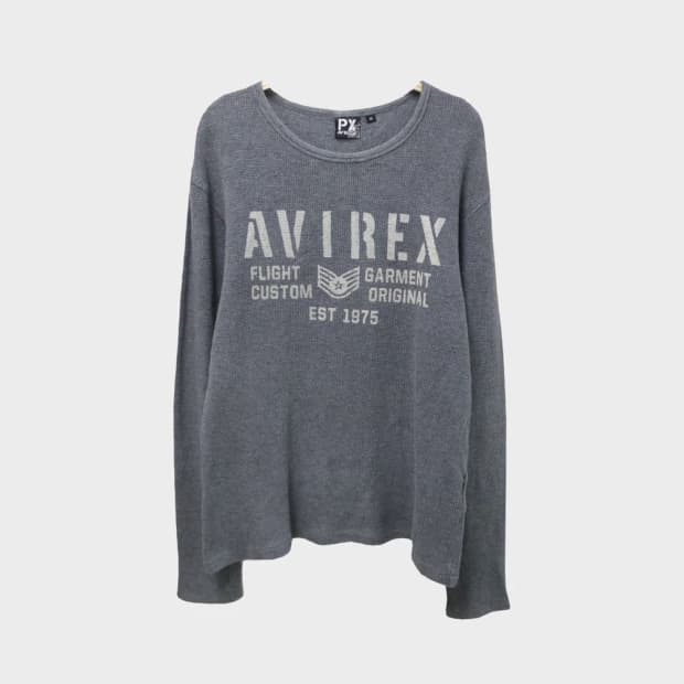 아비렉스 레터링 와플 긴팔 티셔츠 61484