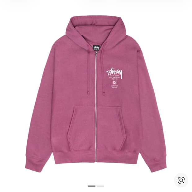 스투시 월드투어 후드집업 베리 xl