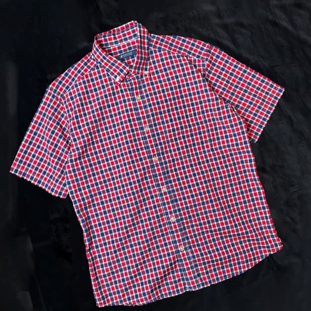 일본빈티지 kangol 반팔 체크셔츠