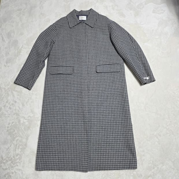 (66)여성 3ROOMS 핸드메이드 체크 울 벨티드 코트 