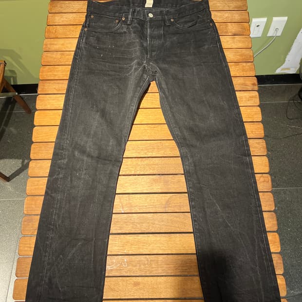 RRL 블랙 셀비지 슬림핏 데님 팬츠