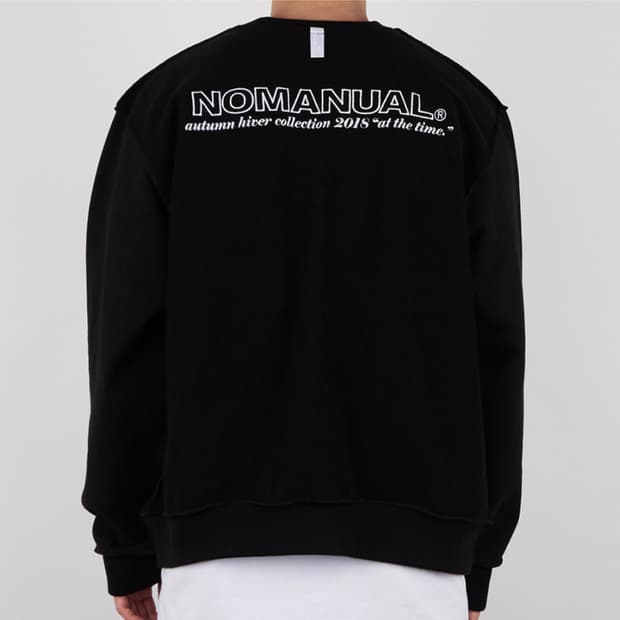노매뉴얼 / REVERSED SLOGAN SWEAT SHIRT