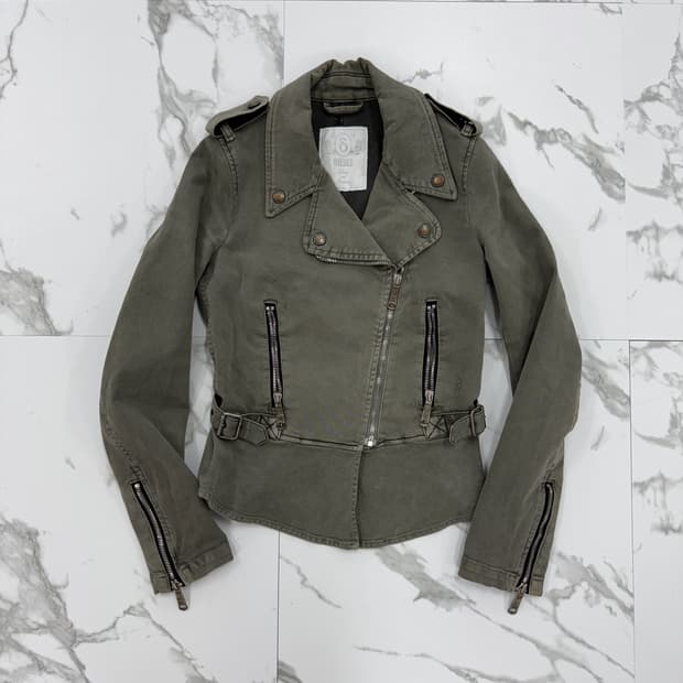 디젤 워시드 코튼 라이더 자켓