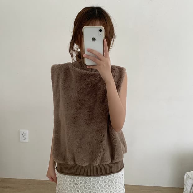 라떼갸루 코코아 퍼 조끼 퍼베스트