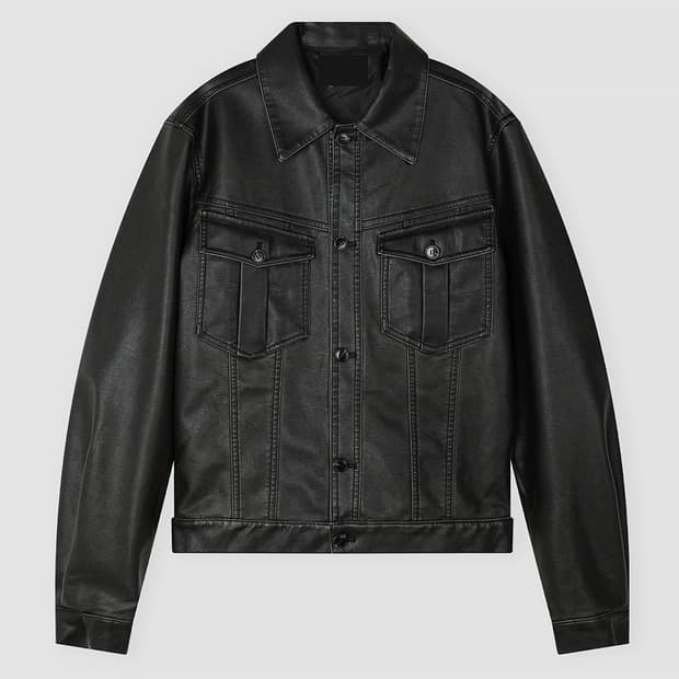 빈티지 크롭 레더자켓 y2k