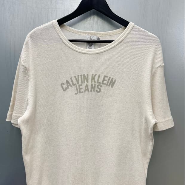 Calvin klein jeans 캘빈클라인 스펠아웃 골지 반소매티셔츠