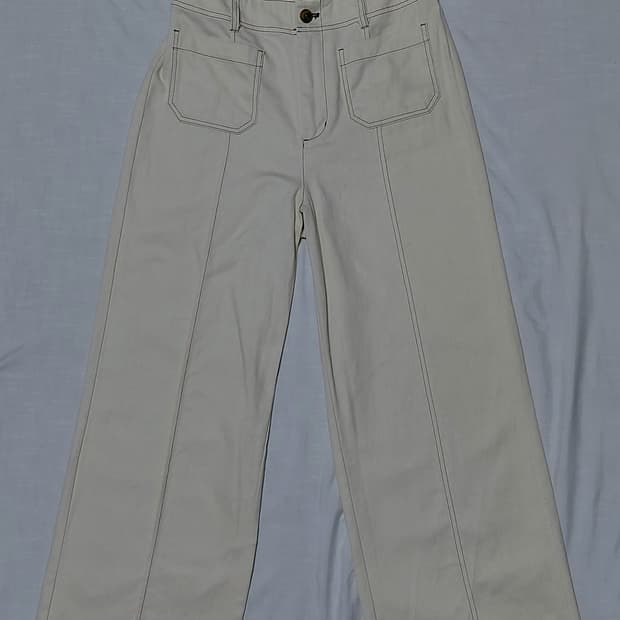 [M] earth music&ecology 스티치 와이드 팬츠 (Ecru