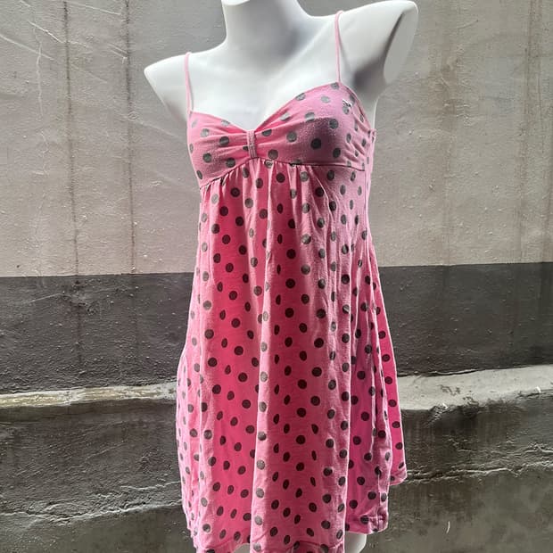 Pink Bubble Dot Babydoll Slip Dress