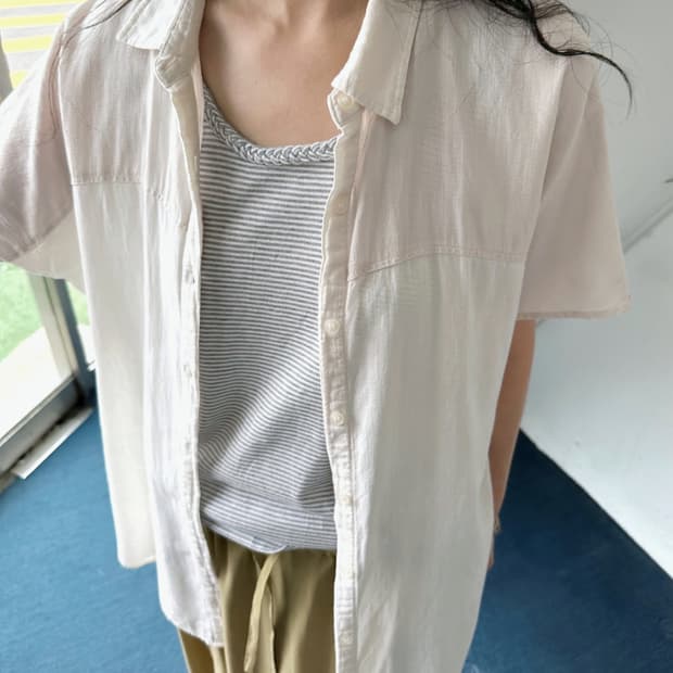 Natural cotton panel wide shirt