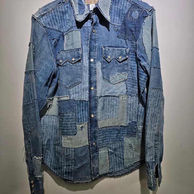 RRL 패치워크 데님 웨스턴 셔츠 L