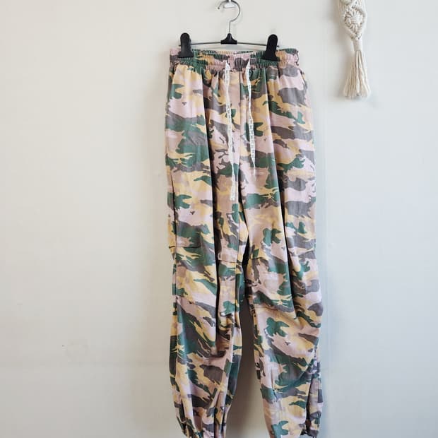 라걸 핑크 카모 조거팬츠 55-66