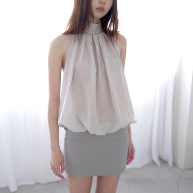 빈티지 halterneck blouse 블랙
