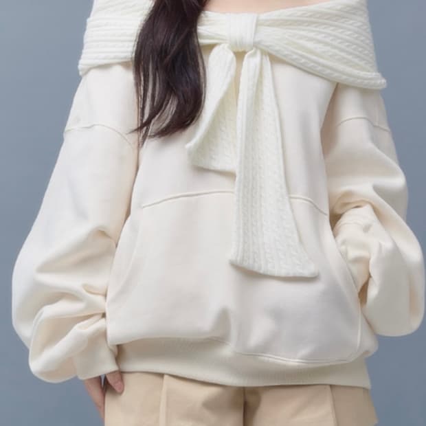 더티스 리본 후드티 thetis  아이보리 