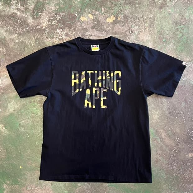 [XL] 베이프 카모 로고 반팔 티셔츠 BAPE