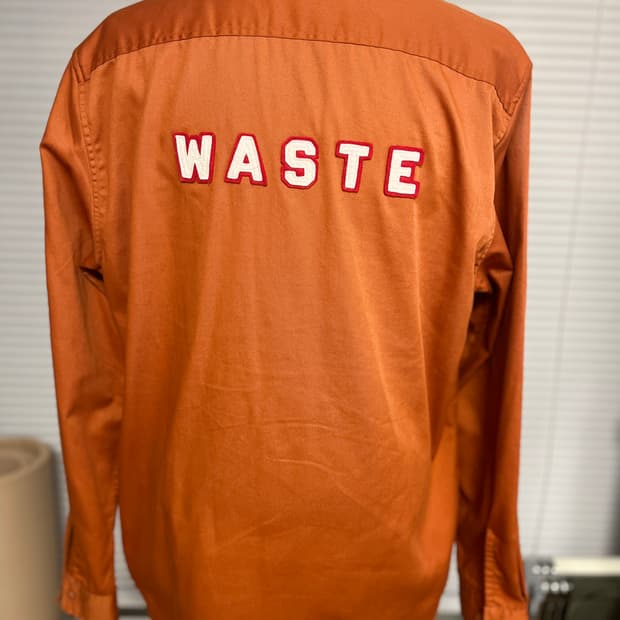 슈프림 SUPREME 오렌지 WASTE 자수 워크셔츠 L