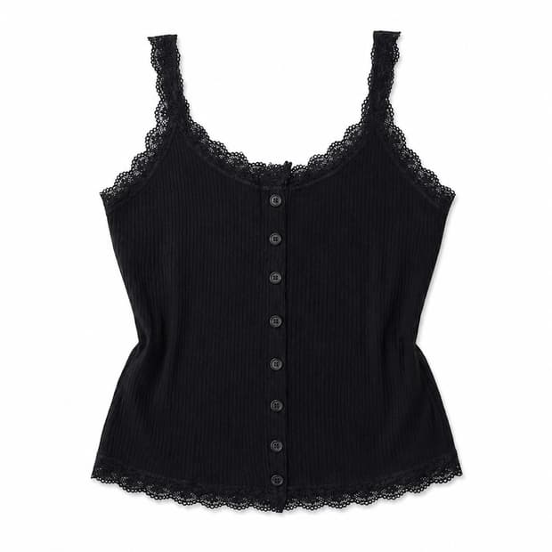     블랙 레이스 트리밍 골지 캐미솔