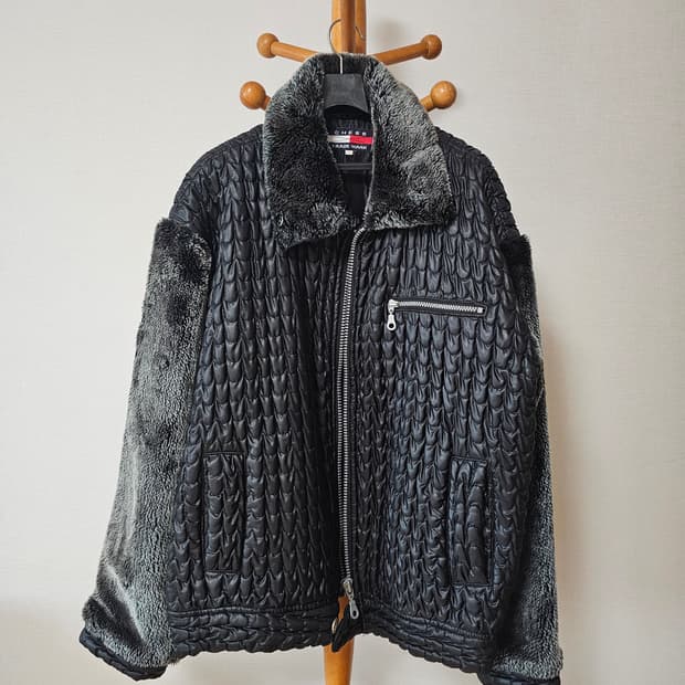 CHESS TRADE MARK 레트로 빈티지 무스탕 느낌 퀼팅/퍼 배색 