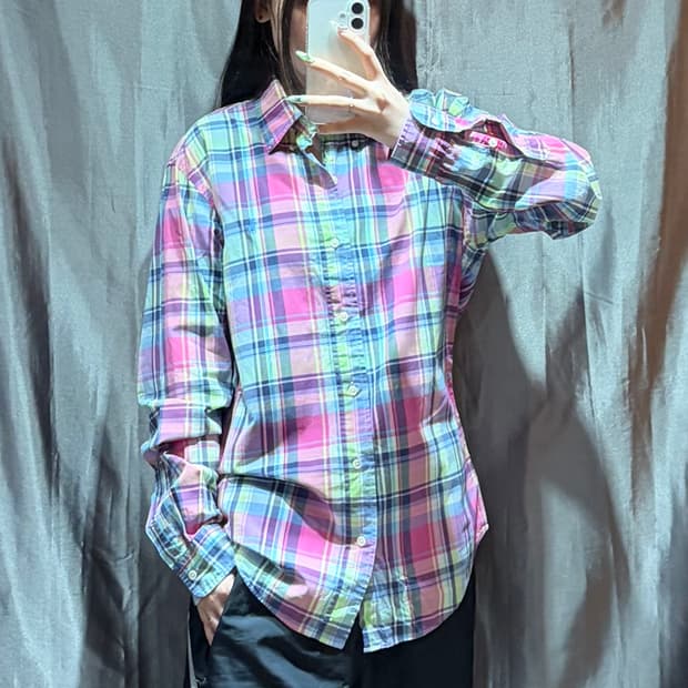 M 폴로랄프로렌 커스텀핏 블루포니 컬러믹스 체크 셔츠