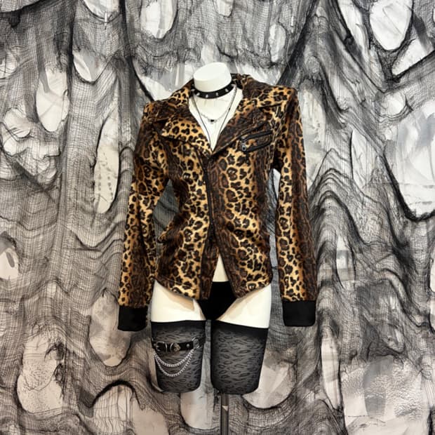 Y2K Leopard Rider Jacket
