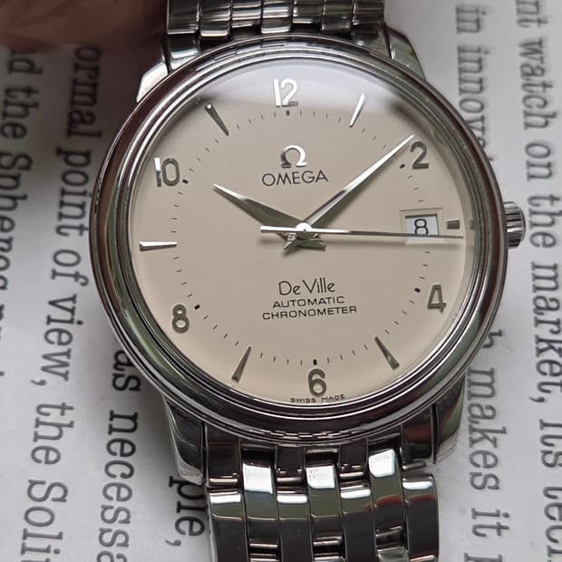 레어] 오메가 드빌 프레스티지 요구르트판 칼침핸즈 상위 크로노미터 오토매
